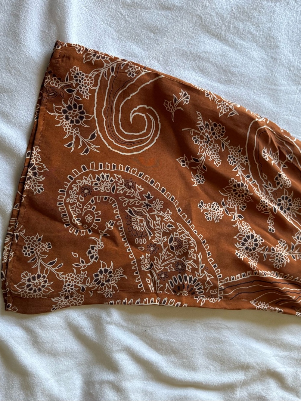 Zara Rust-Brown Paisley Buttoned Pants - Picture 5 of 5